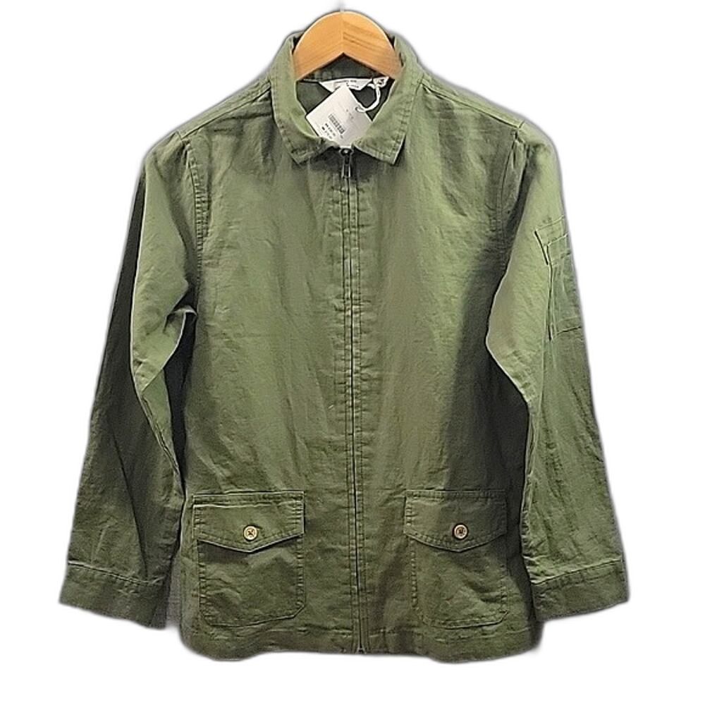 Rachel Zoe x Janie and Jack Green Linen Cargo Jacket Girls / Boys sz 10-12